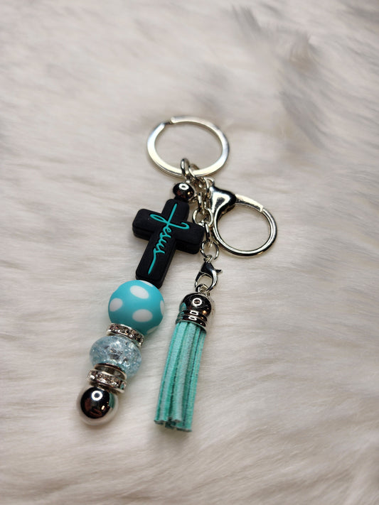 Faith Key Chain Bars (black and teal)